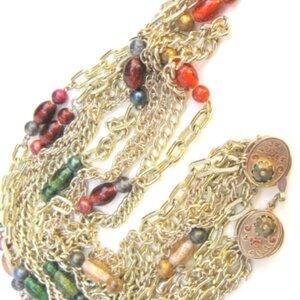 Vintage Signed PAMAR Multi-Chain & Italian Bead Necklace, Italy